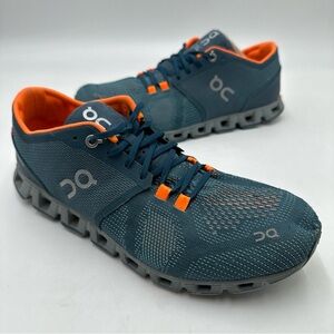 On Cloud X Running Shoes Mens 7.5 Womens 9 Blue Orange Lightweight Trainers